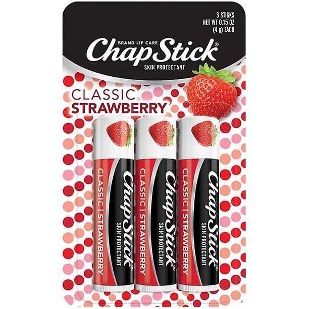 Chapstick Classic Moisturizer Flavored Lip Balm, Strawberry, 0.15 Oz, 3 Pack