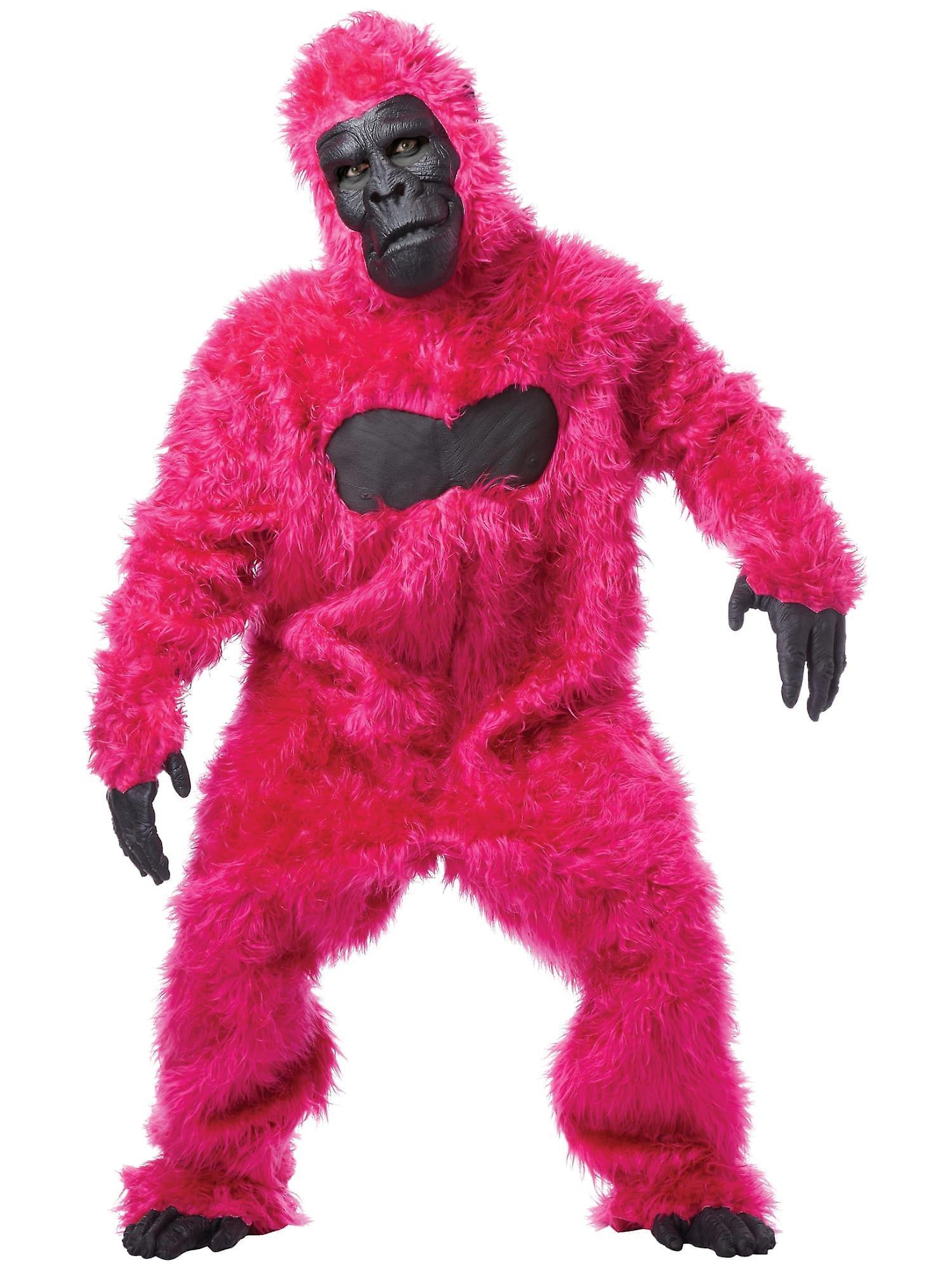 California Costume Collections Gorilla Green Goin' Ape Pink King Kong Animal Deluxe Mascot Adult Mens Costume One Size (44-46)