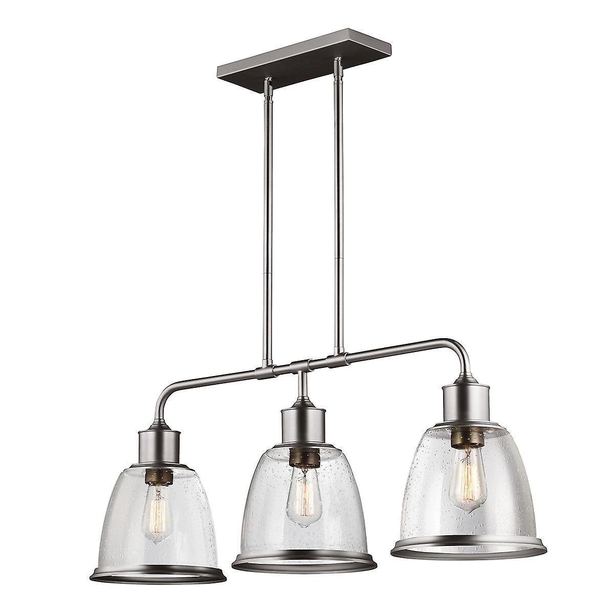 Hobson 3 Light Ceiling Island Chandelier Pendant Bar Light Satin Nickel E27