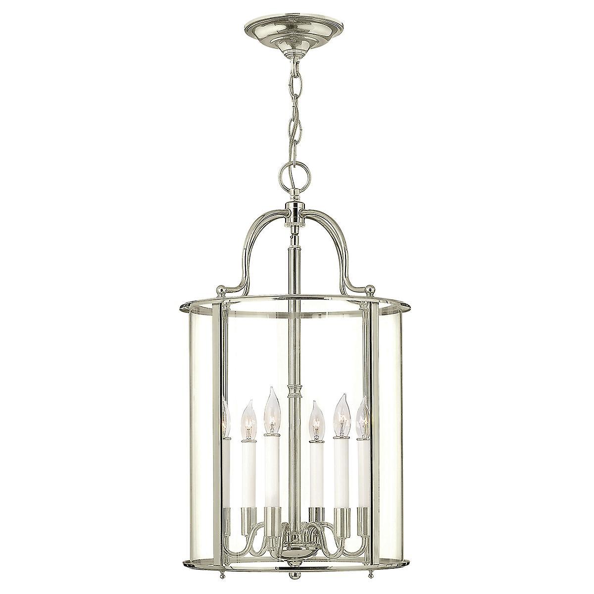 Gentry 6 Candle Large Pendant Light Polished Nickel