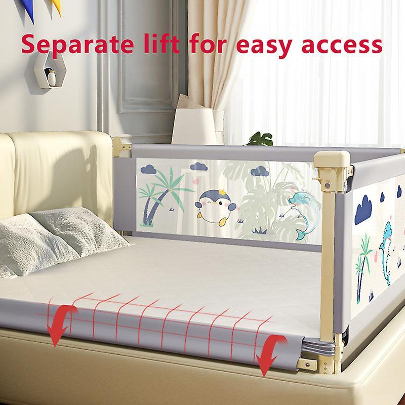 Jielin Bed Rails For Toddlers - Extra Long Bed Guardrail For Kids GRAY 2M