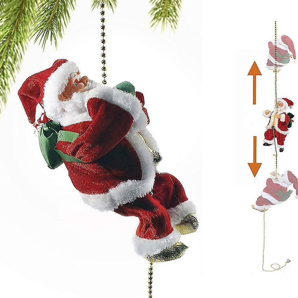 Longzhen Electric Climbing Santa Claus Musical Toys, Climbing Santa Decoration, Hanging Decor Christmas Ornament Kids Gift Party Decoration