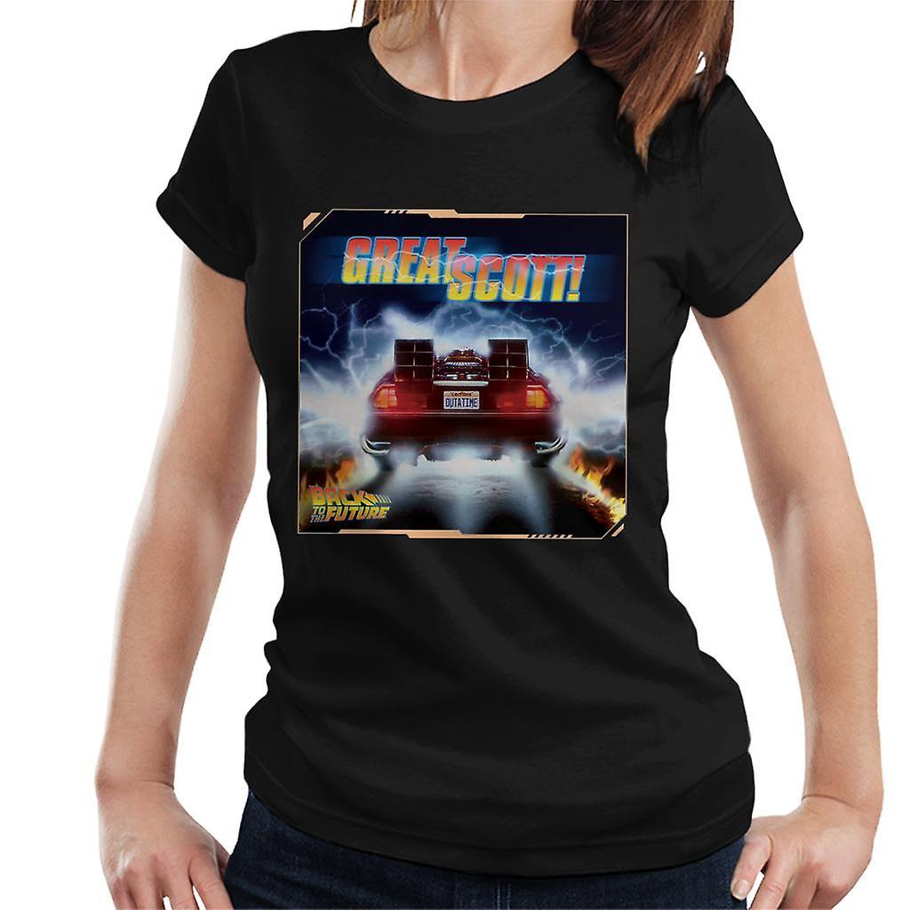 Back to the Future Delorean Great Scott Women's T-Shirt Black Large