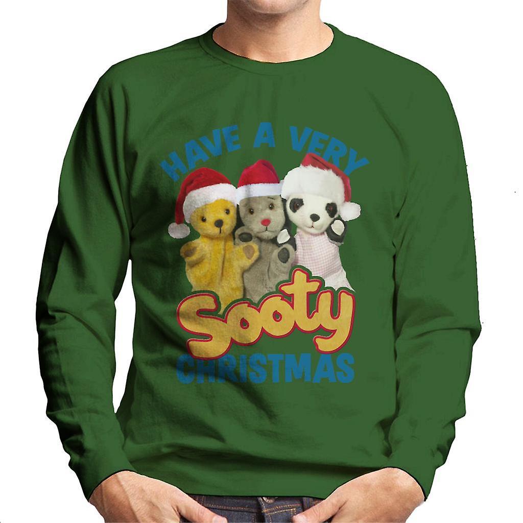 Sooty Christmas Have A Very Sooty Christmas Blue Text Men's Sweatshirt Bottle Green Large