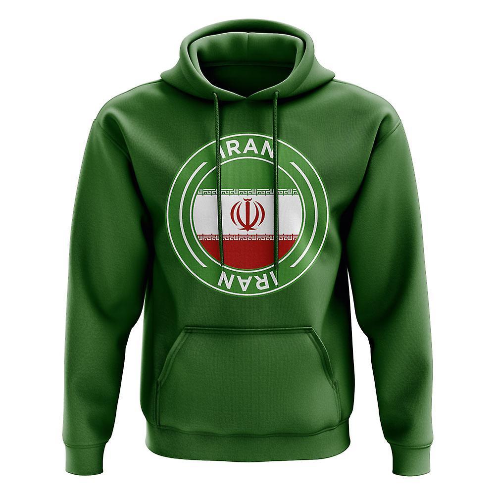 UKSoccerShop Iran Football Badge Hoodie (Green) XLB (12-13 Years)