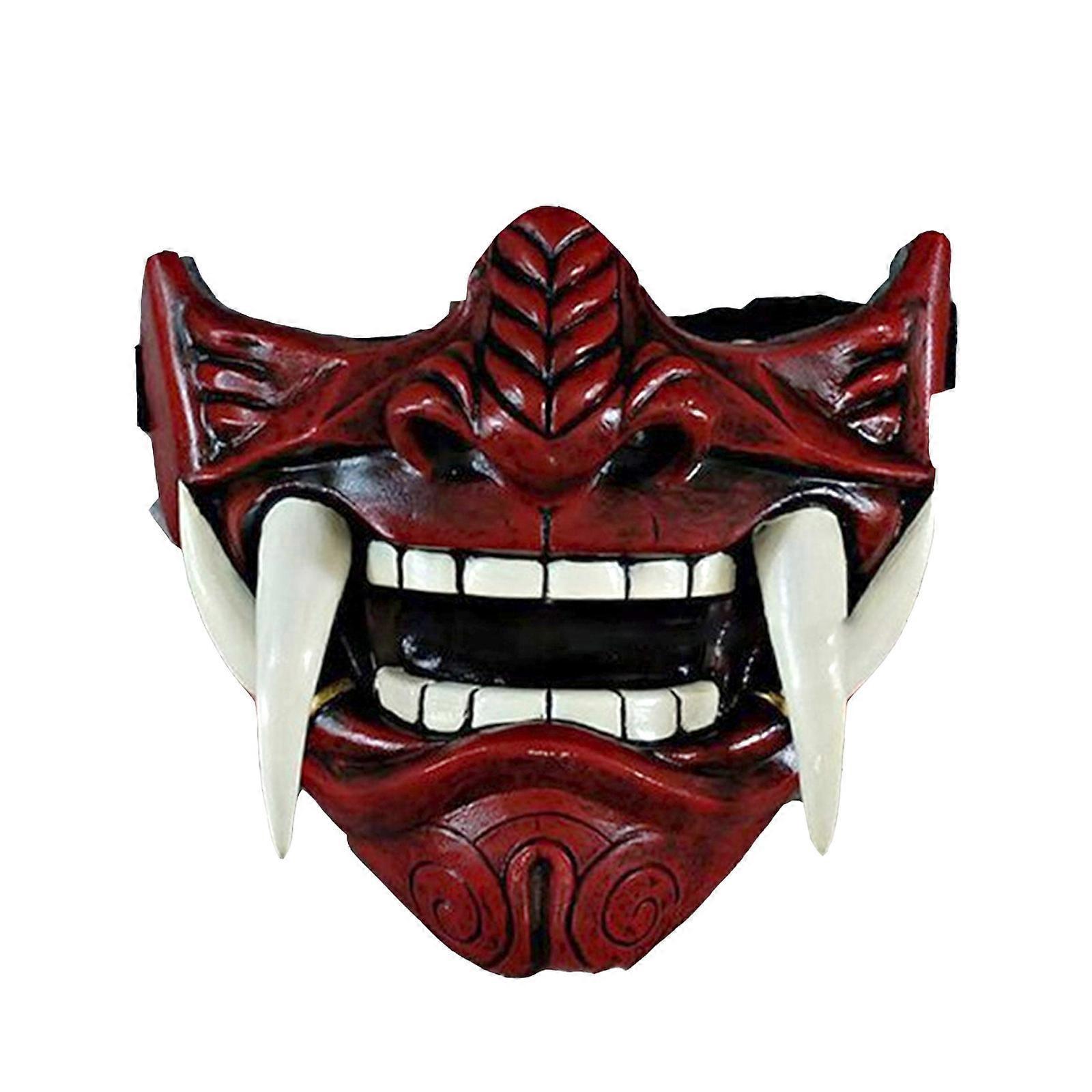 Unbrand Halloween Japanese Prajna Devil Mask Hannya Noh Kabuki Demon Oni Samurai New Fg Red