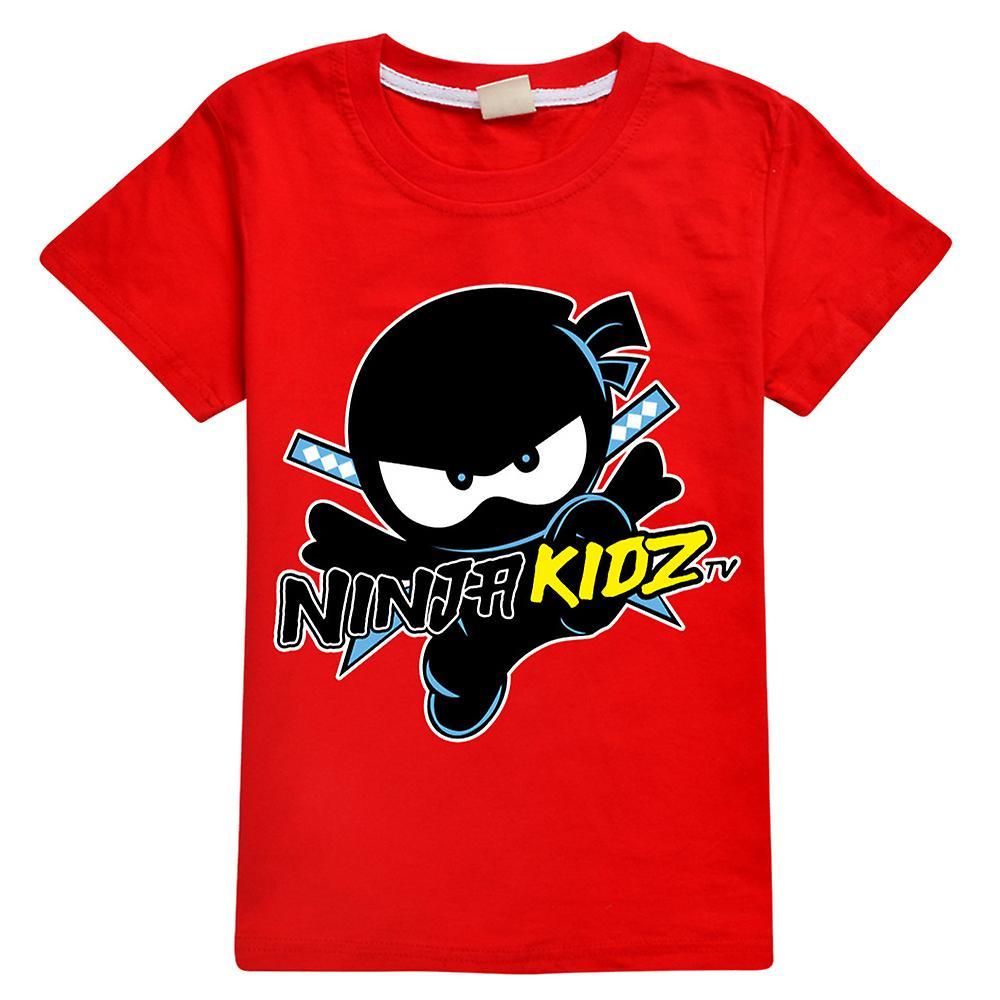 Varychmoo Kids Ninja Kidz Tv 3d T-shirt Short Sleeve Cartoon Tee Shirts Summer Pullover Tops Red 5-6 Years