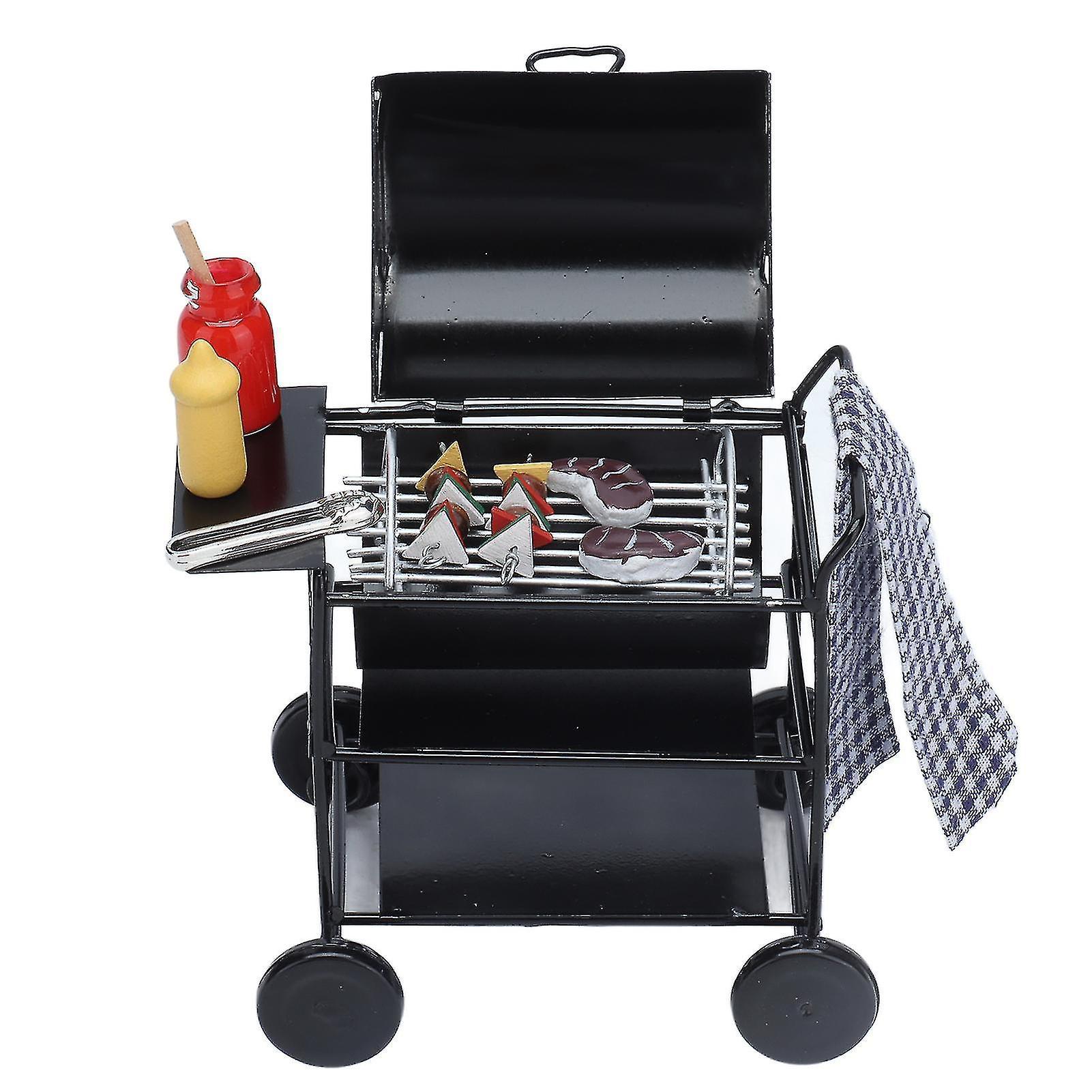 Banmo Mini Bbq Grill 1:12 Miniature Scene Exquisite Beautiful Vivid Kitchen Furniture Model Dollhouse Accessory