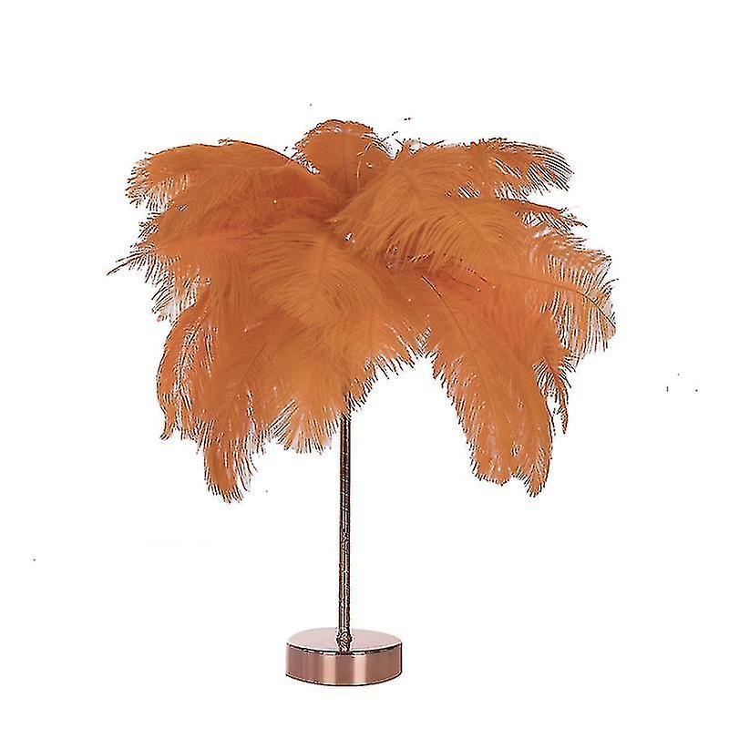 Hono Feather Table Lamp With Remote Control - Led Night Lamp For Bedroom Wedding orange