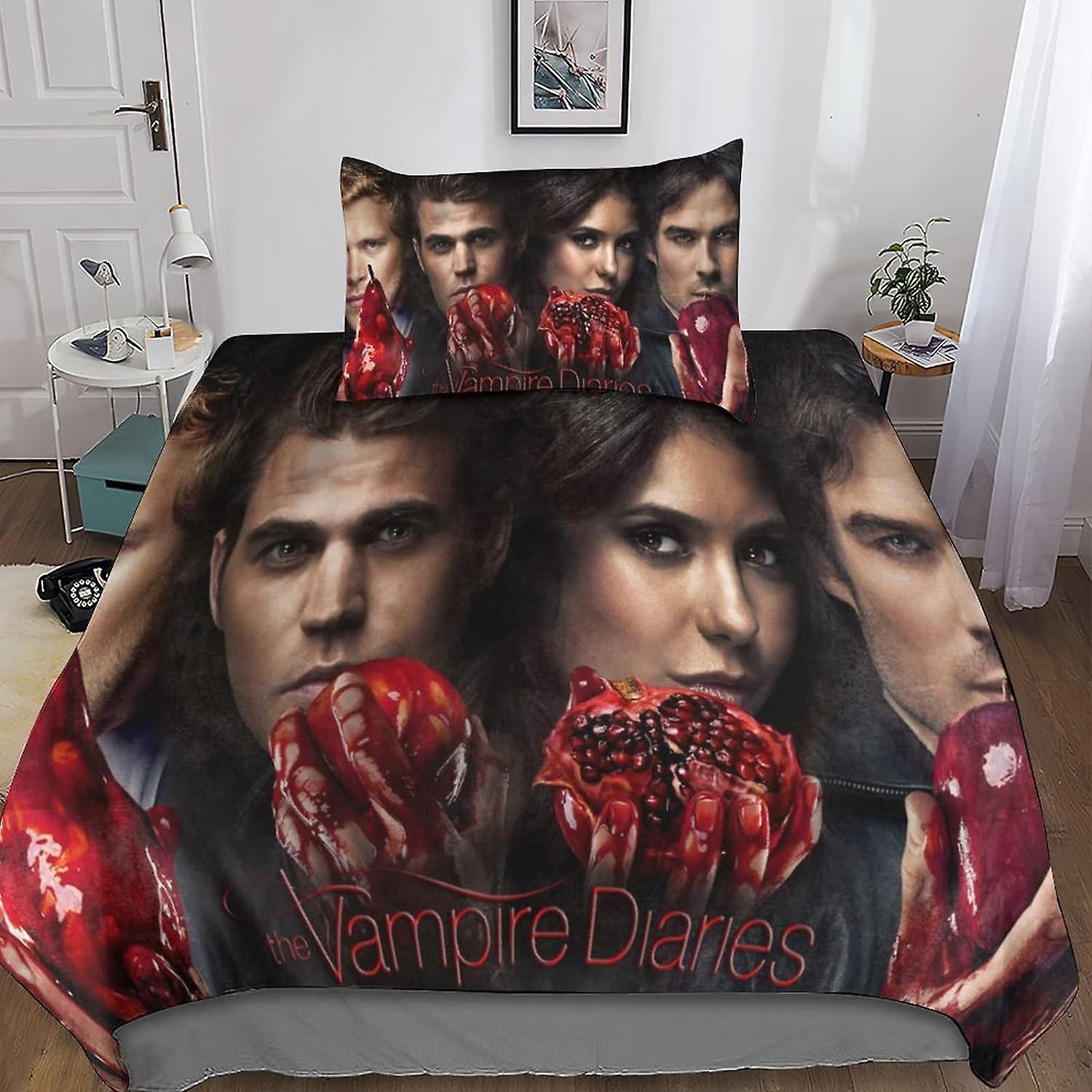 Kerota The Vampire Diaries Duvet Cover Set, with Pillowcases Microfiber Bedding Set with Zipper Closure 2 Pieces for Teens and Adults Single Single...