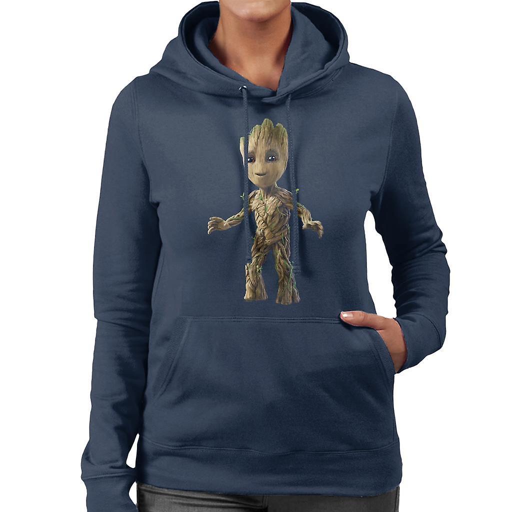 Marvel Guardians Of The Galaxy Vol 2 Groot Women's Hooded Sweatshirt Navy Blue Medium