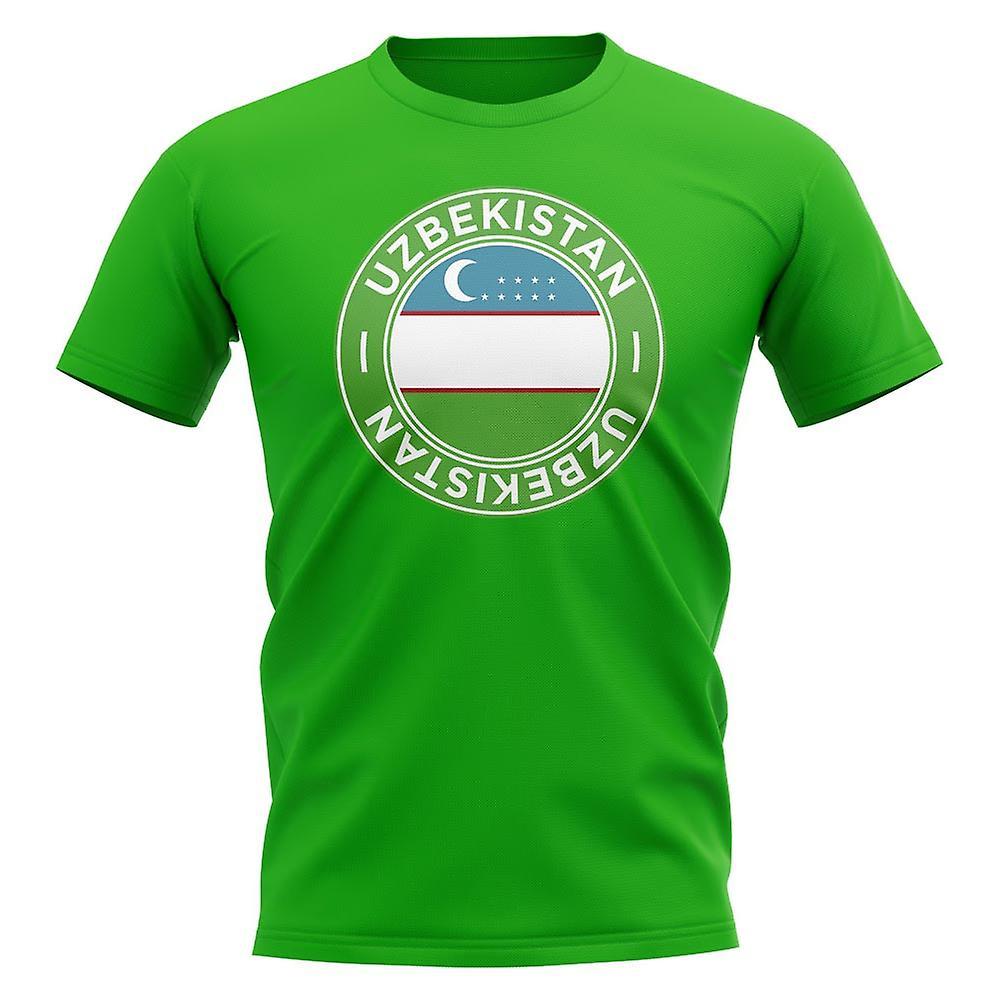 UKSoccerShop Uzbekistan Football Badge T-Shirt (Green) Womens S (Size 10 - 32 inch Chest)