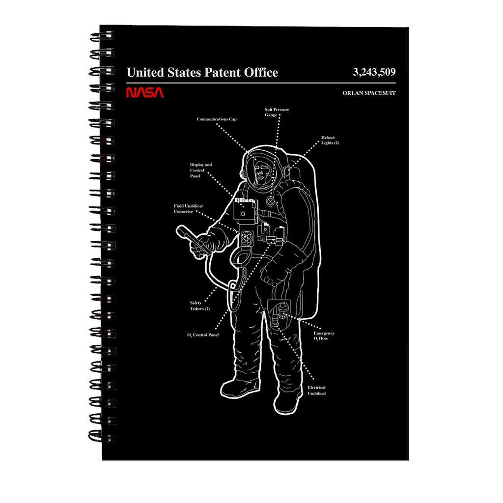 NASA Orlan Spacesuit Blueprint Spiral Notebook Black 15 x 21 cm