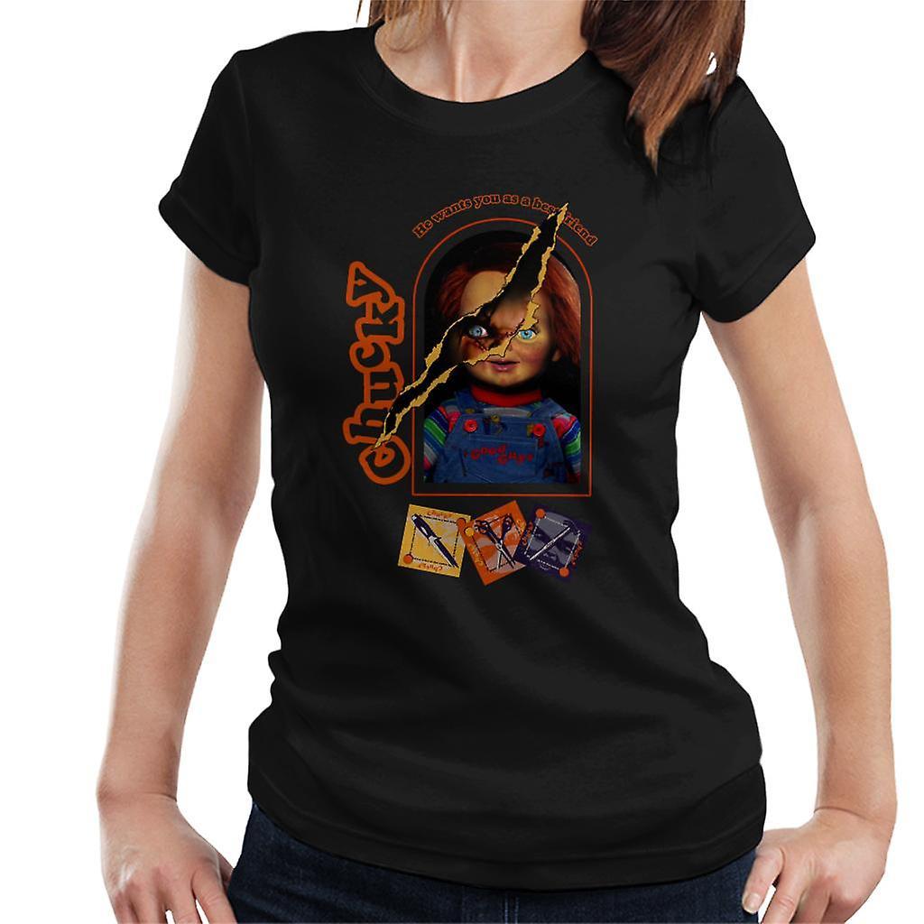 Chucky He Wants You As A Best Friend Women's T-Shirt Black Medium