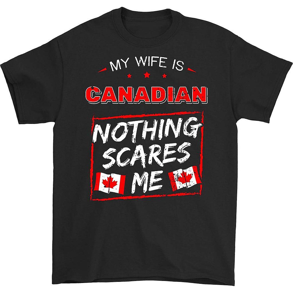 HISHARK My wife is canadian nothing scares me t-shirt black L