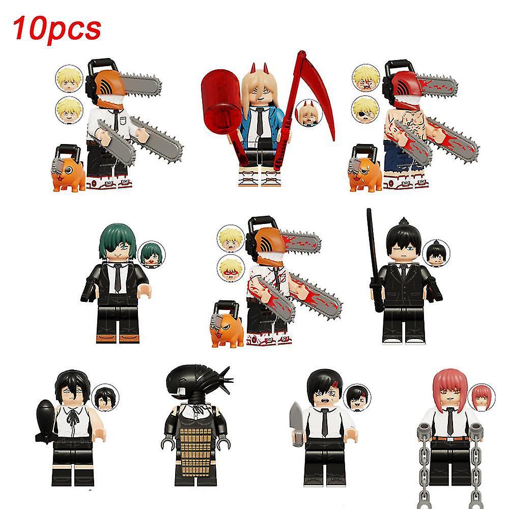 Mylight 10pcs/set Chainsaw Man Mini Figures Building Block Minifigure Kids Toy Gifts Assembled