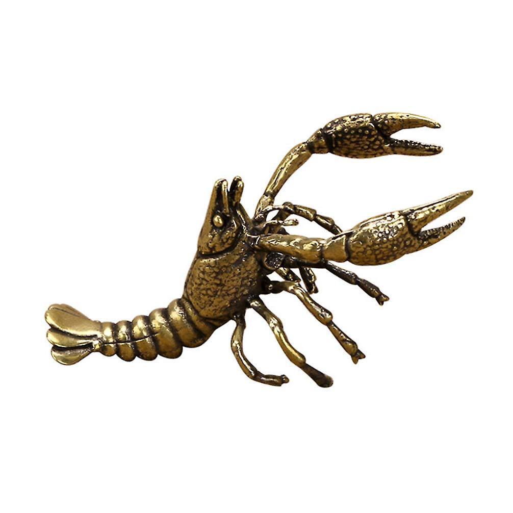 Linjou Brass Lobster Statue Feng Shui Statue Fortune Good Luck Sculpture Antique Crafts Home Decor