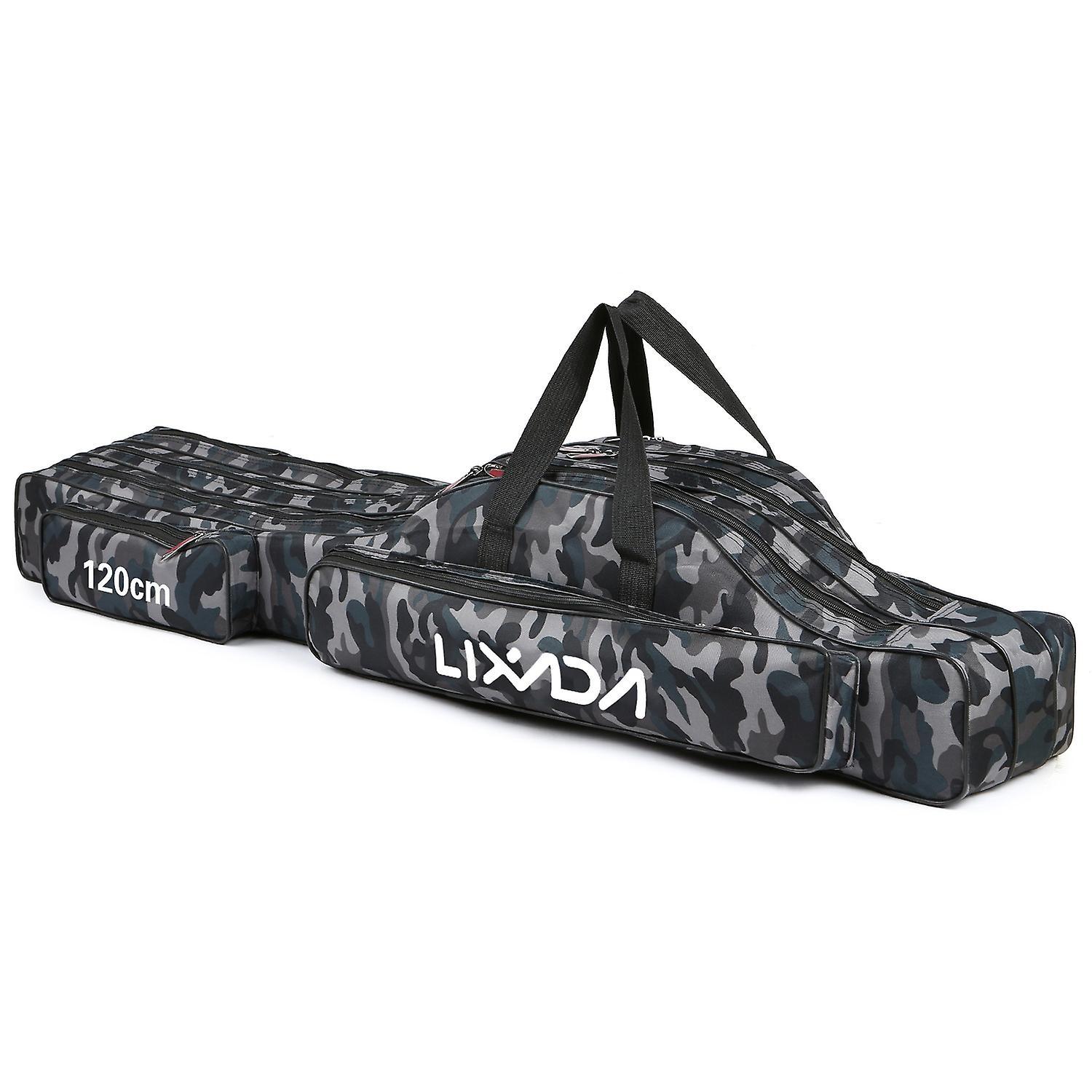 Lixada 3 Layers Fishing Pole Bag Portable Folding Rod Carry Case Fishing Reel Tackle Storage Bag Cas Multicolor 120cm