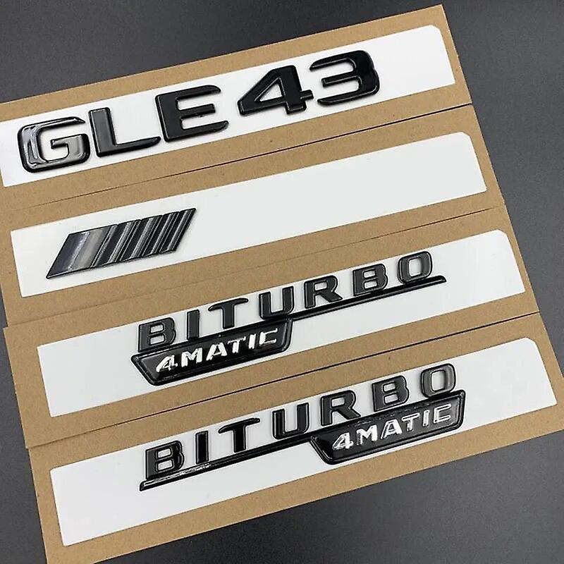 Hikig Abs Black Adhesive 3d Car Letters Trunk Badge Sticker Gle43 Biturbo 4matic Emblem Logo For Mercedes Gle43 W166 W167 Accessories Glossy Black ...