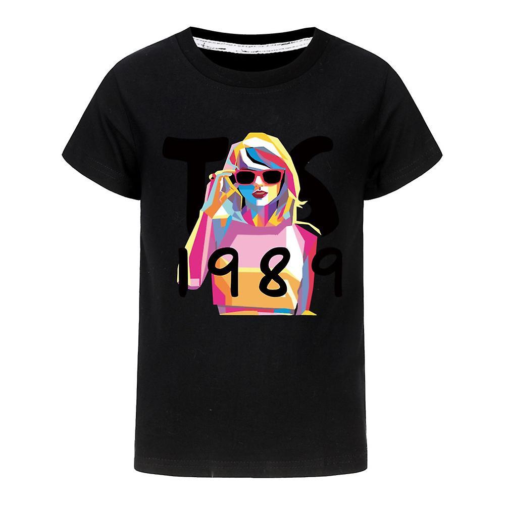 Manchalk Taylor Swift 1989 T-Shirt Printed Kids Boys Girls Short Sleeve Crew Neck Tee Tops Swiftie Fans Concert Gifts for Age 9-16Years Black 9-10 ...