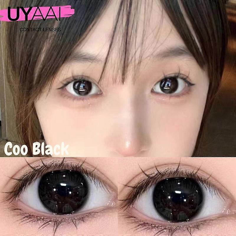 Redkid Color Contact Lenses with Diopters Color Lens Korea Big Eyes Natural Colored Eye Lenses Black Brown Fog Pearl Colorcon Coo Black 14.2