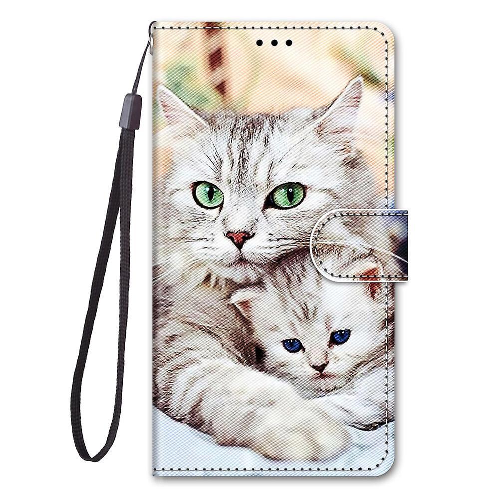 Gangxun Case For Samsung Galaxy Xcover 5 Painted Leather Cover Magnetic Closure Two White Cats