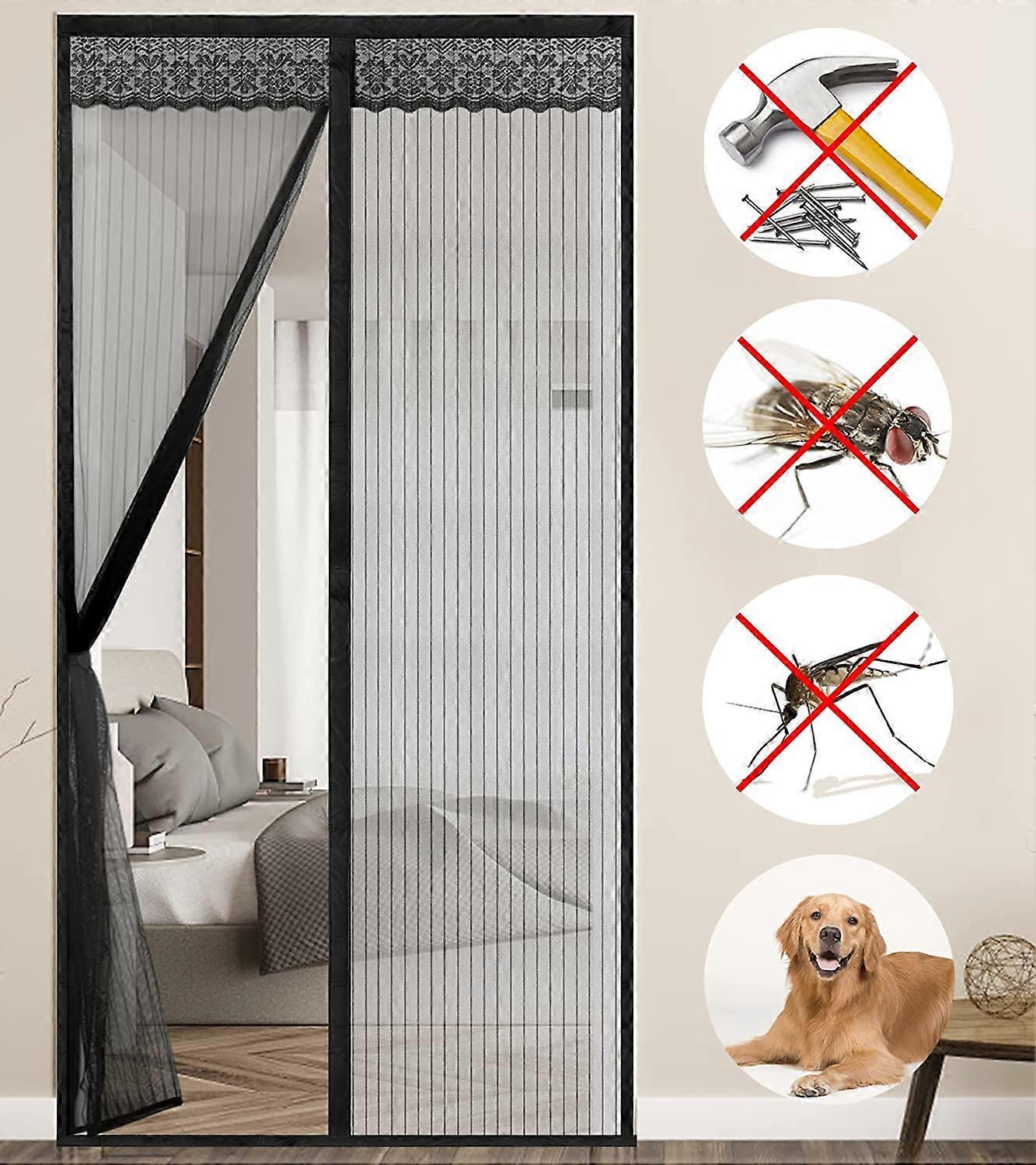 Augro Mosquito Net Magnetic Door, Anti Mosquito Door 90x210cm Automatic Closing Magnetic Mosquito Net Door Curtain