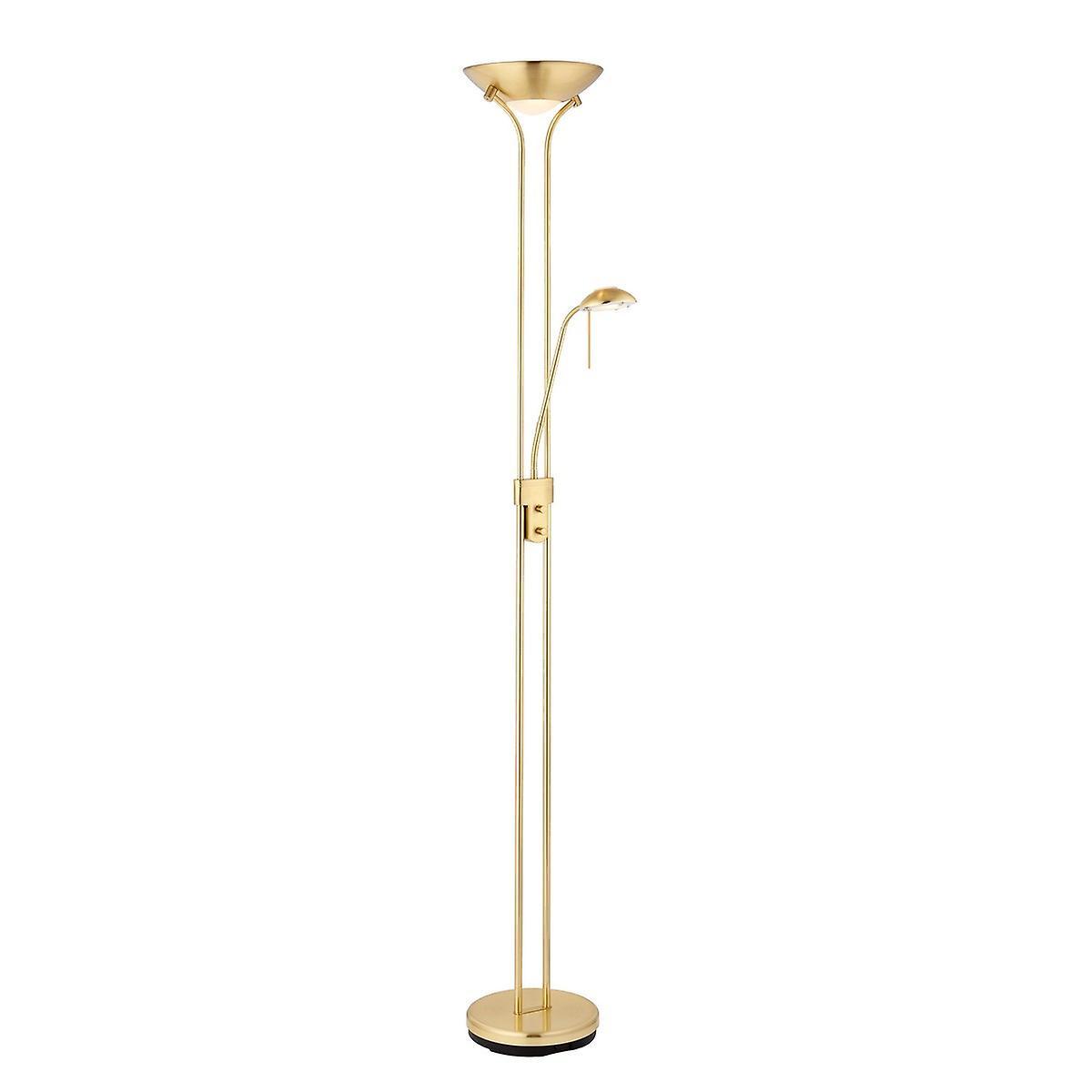 Rome Mother and Child Floor Lamp Satin Brass Opal Glass G9