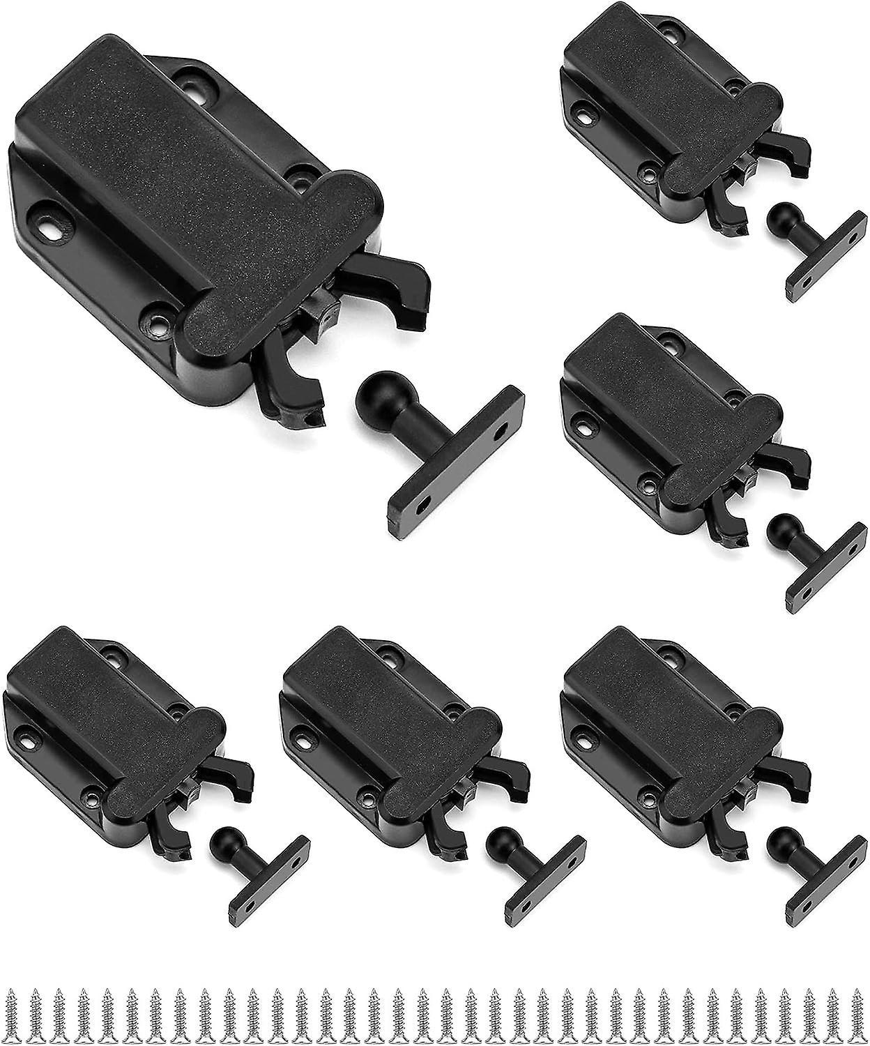 Xymcv 6-pack Touch Release Latch (black), Push To Open Latch, Cabinet Lock With Automatic Eject Function, Push Door Lock For Cabinets, Drawers