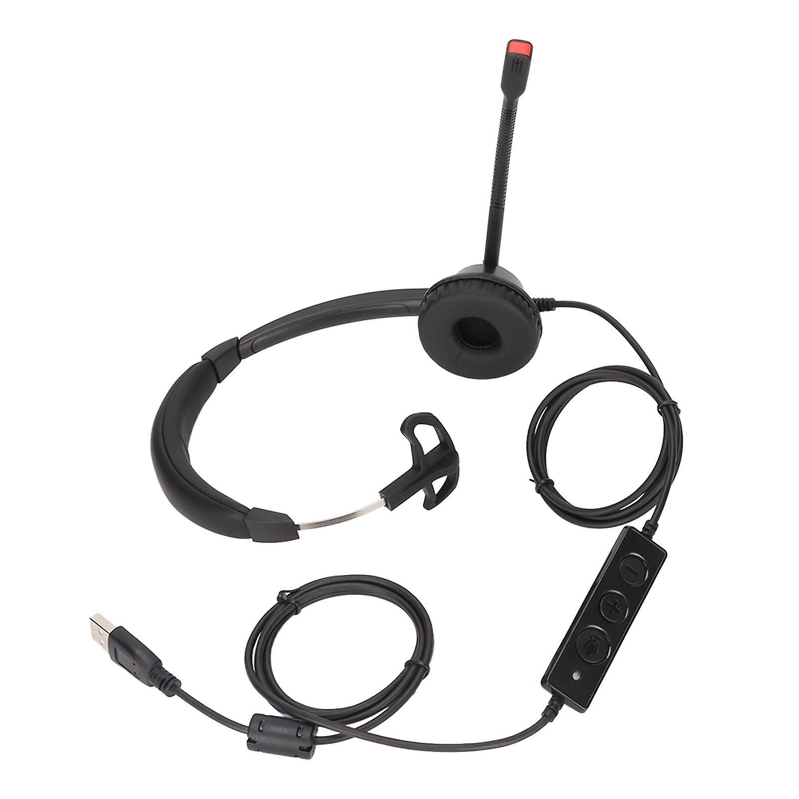 USB Business Headset with Mic Black USB Single Ear Business Headset with Noise Reduction, Volume Adjustment,