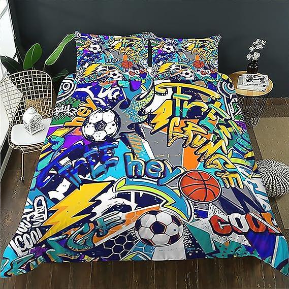 Duvet Cover Set Football Basketball Game Colorful Microfiber Bedding Duvet Cover Sets 1 Duvet Cover And 1/2 Pillowshams a 180x210cm