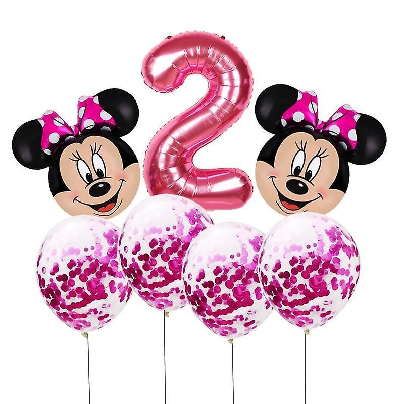 Slowmoose Mickey Mouse Head Shaped With Number-foil Balloons For Birthday Party Pink2