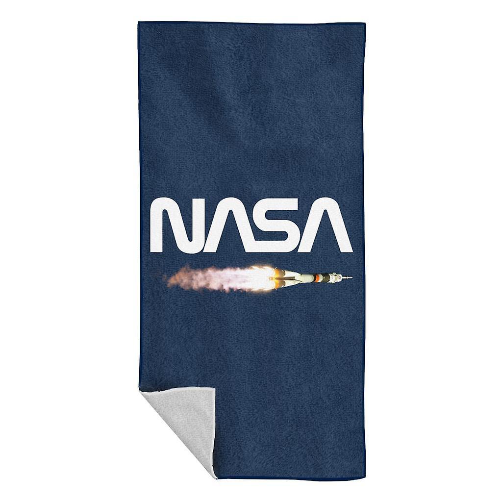 NASA Soyuz Launch Logo Beach Towel Navy Blue 70 x 140cm