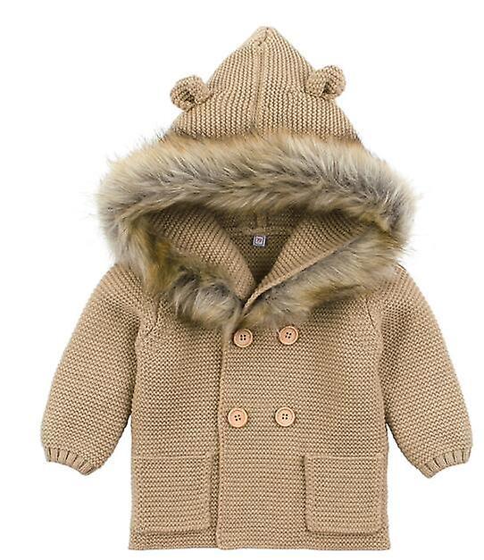 Slowmoose Baby/ Winter Warm Sweaters, Long Sleeve Hooded Coat 12M / brown-29043