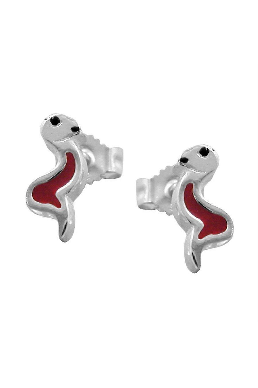 Gallay Stud Earrings Snake Red/ Black Silver 925 - Gl92792