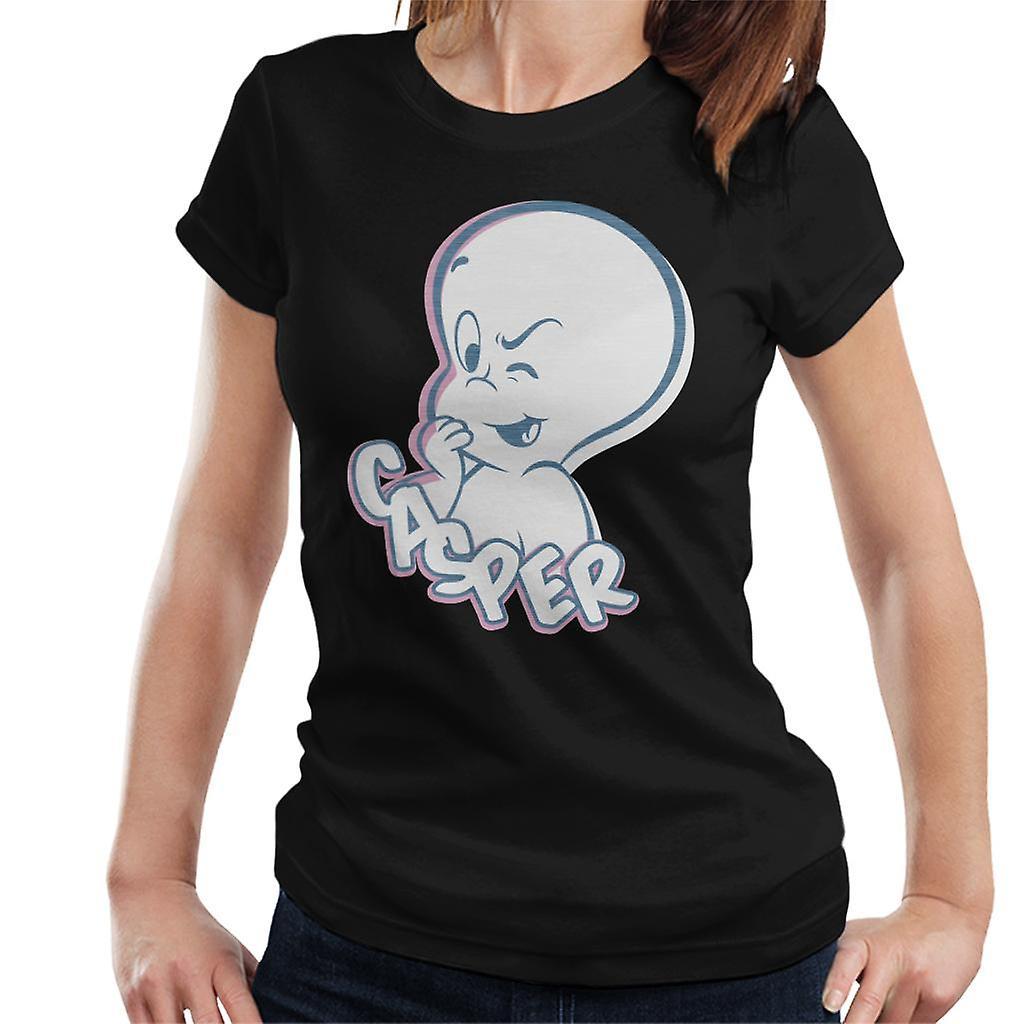 Casper The Friendly Ghost Winking Face Women's T-Shirt Black X-Large