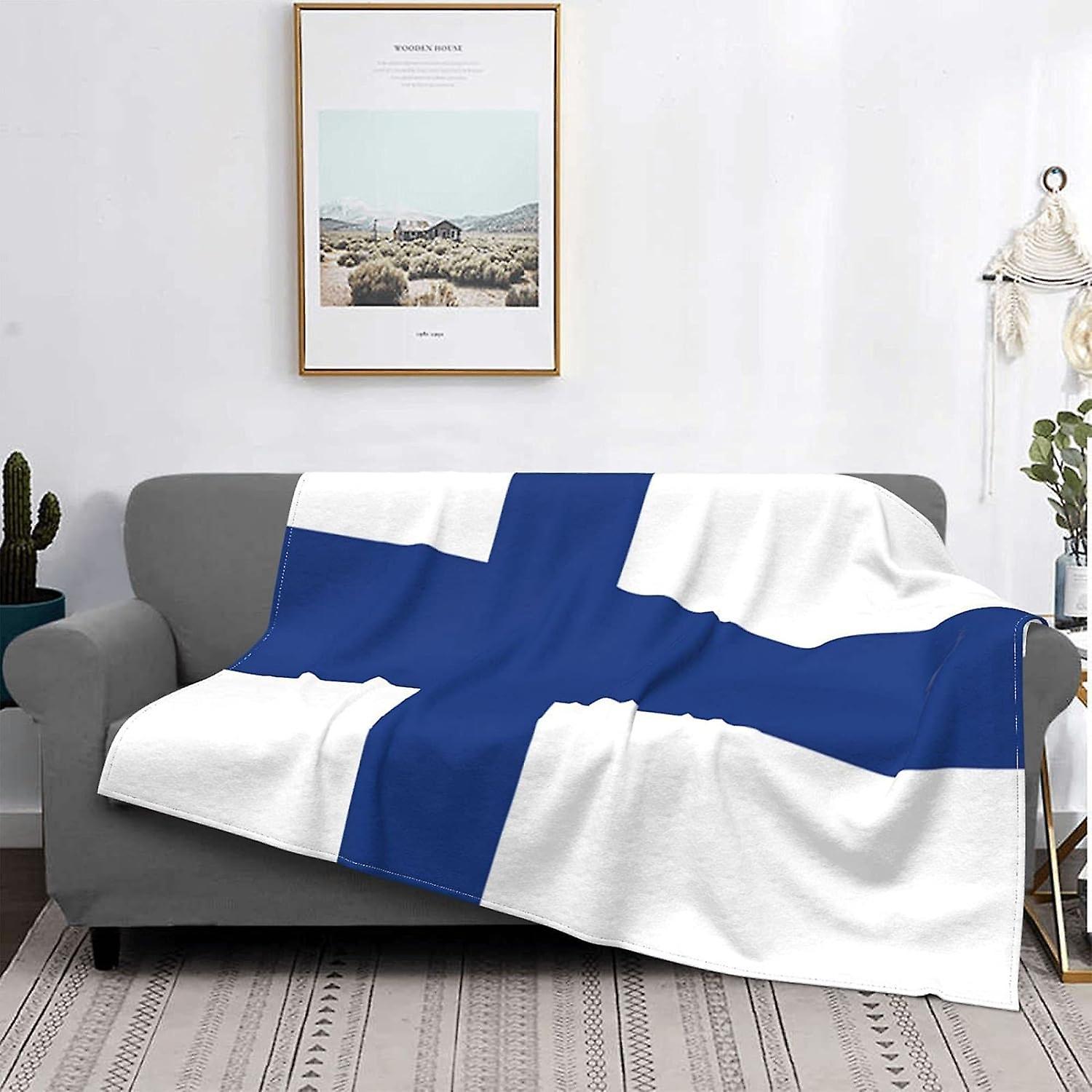 Kerota Finland Flag Flannel Fleece Blanket Lightweight Super Soft Warm Cozy Luxury Throw Blanket Home Decor for Couch Bed Sofa Travel for All Seaso...