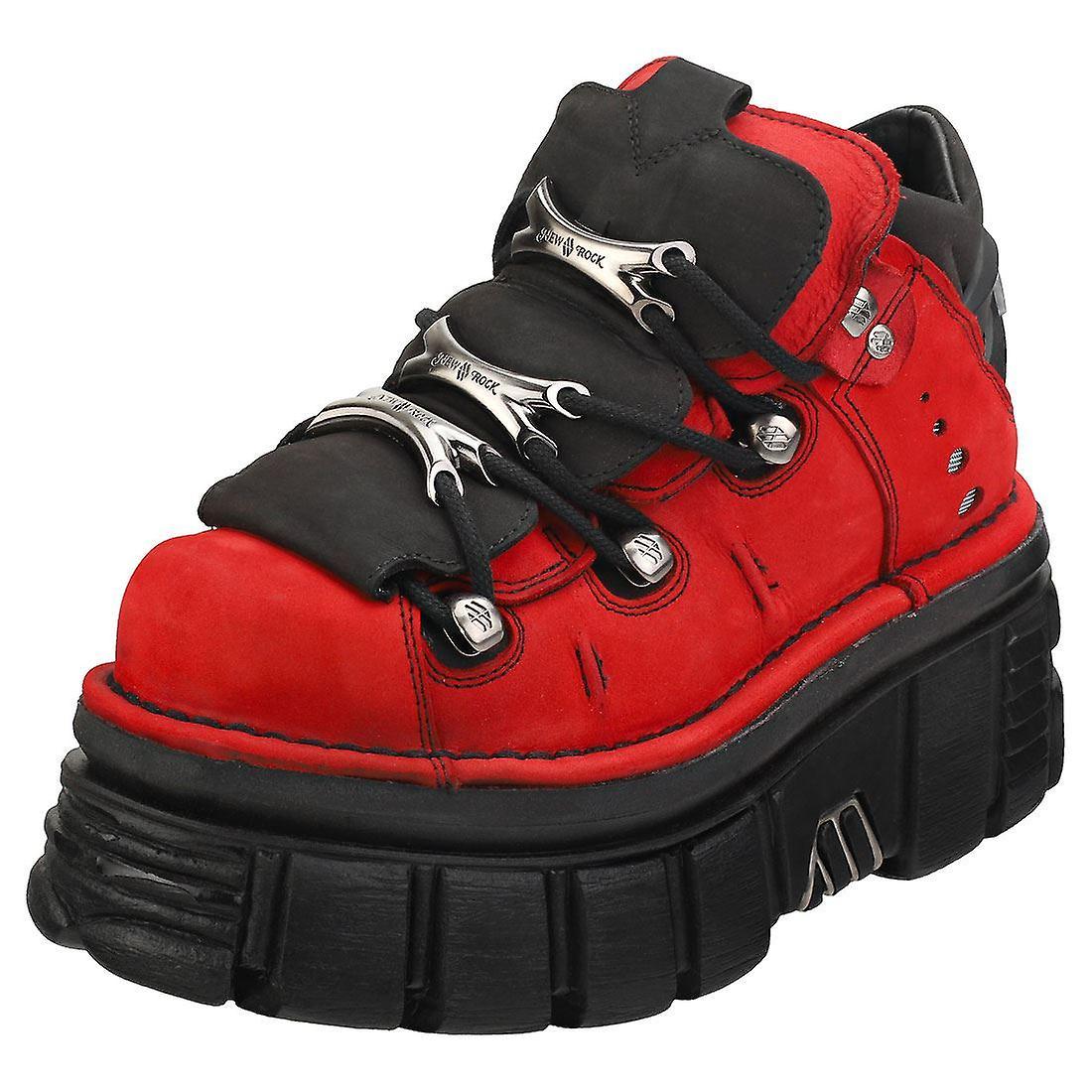 New Rock Half Boot Tower Unisex Platform Shoes in Red Black 40 EU