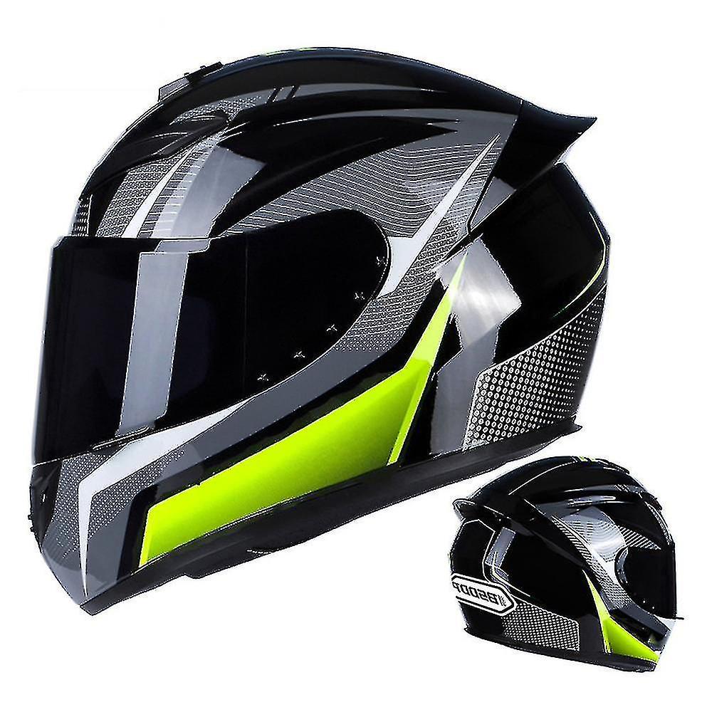 Yijin Motorcycle Helmet Racing Motocross Moto Helmets Full Face Helmets Flip Up Moto Black Adult Motorbike Street Touring Cool Rider 501GY XL