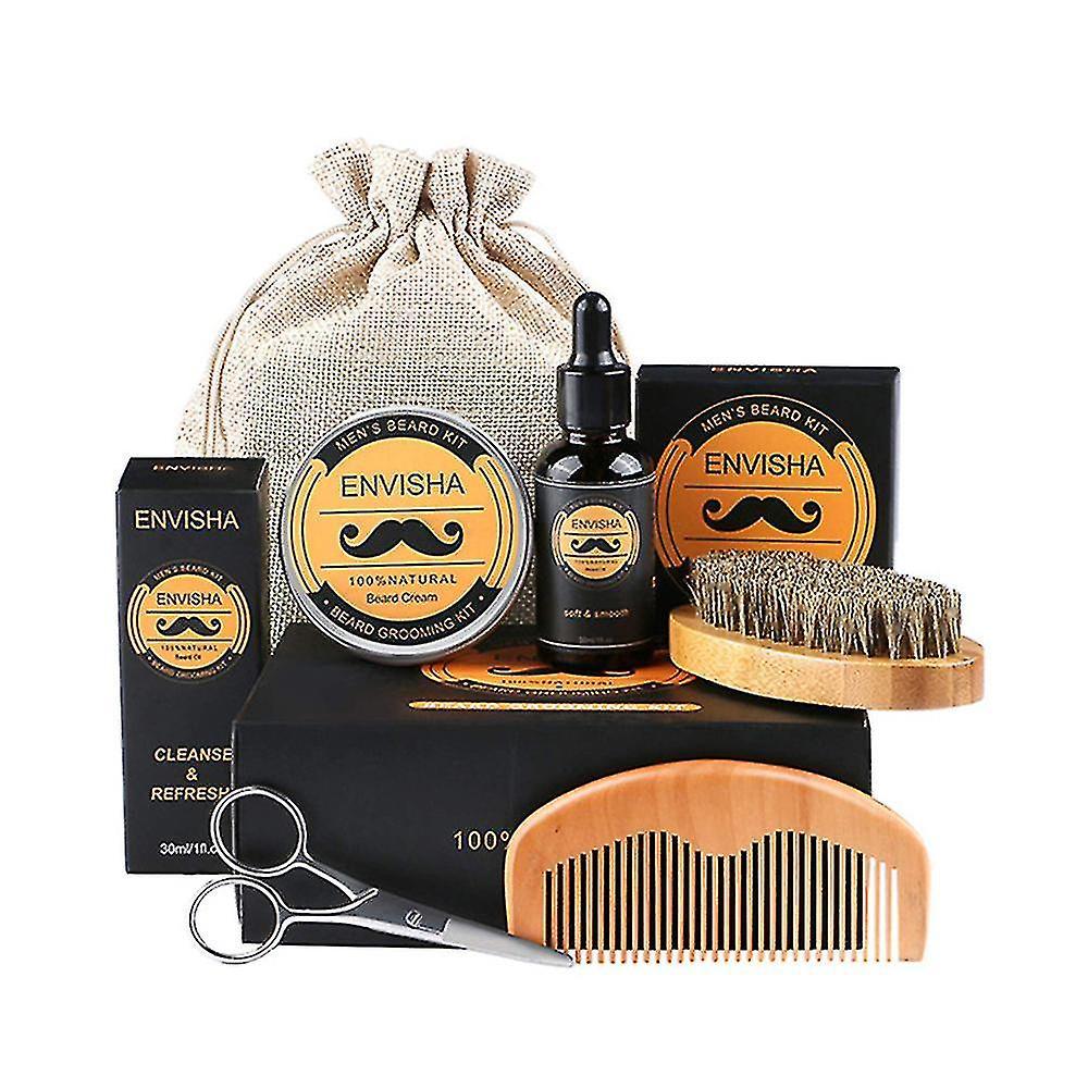 Exsha 5pcs/set Beard Growth Oil For Men Beard Growth Moisturizing Beard Oil With Beard Comb Beard Roller Beard Balm Beard Growth Kit Beard Growth set1