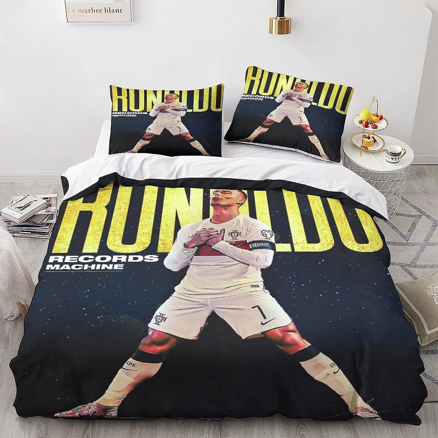 Kerota Cristiano Ronaldo 3 Piece Bedding Set 1x Duvet Cover And 2 Pillowcases, Microfiber Bedding Sheet Set - Double200x200cm