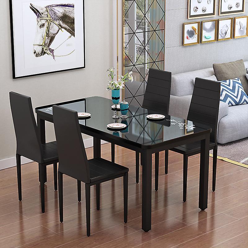 Living And Home Set of 4 PU Leather Padded Dining Chair(Without Table) Black