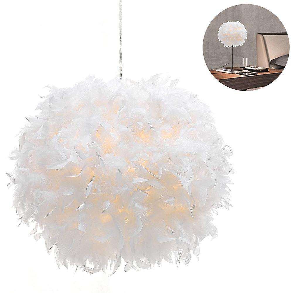 Axxx White Feather Ceiling Pendant Light Shade, Non-Electrical Lampshade for Floor Lamp and Table Lamp with Shade Reducing Ring for Living Room, Di...