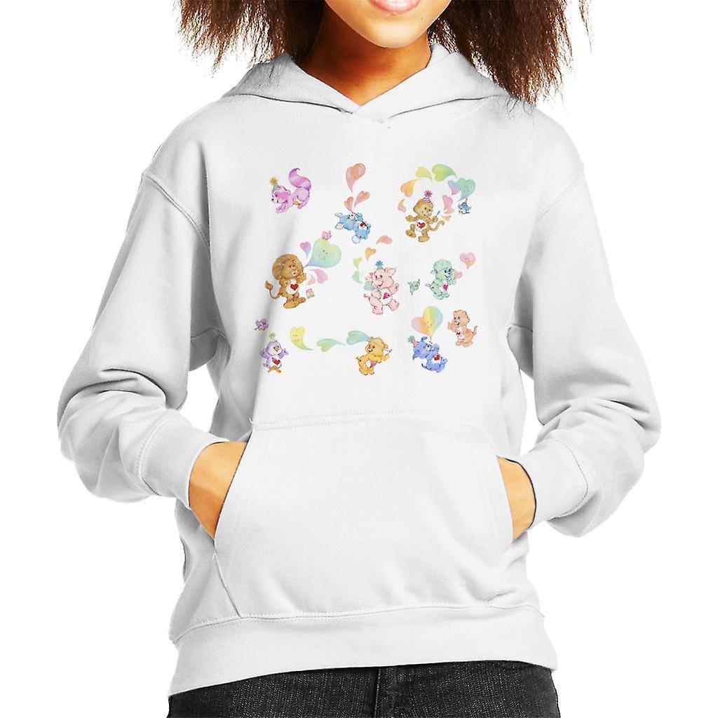 Care Bears Love Heart Montage Kid's Hooded Sweatshirt White X-Large (12-13 yrs)