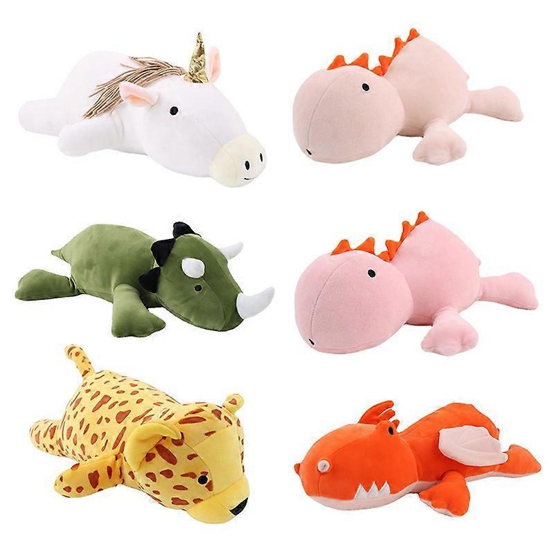 Bagadawang Dinosaur Weighted Plush Toy Stuffed Animals Throw Pillow Soft Lumbar Back Cushion Cute Pillows White Unicorn 38CM