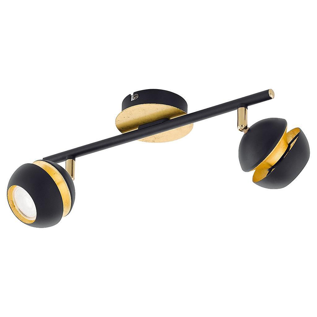 Eglo Lighting Nocito 2 Light Twin Spotlight Matt Black, Gold, GU10