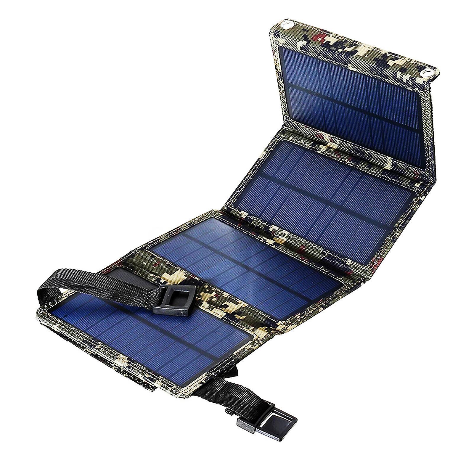 Cremlank Solar Cell Charger Waterproof Fast Charging Foldable 20W USB Folding Solar Panel Charger for Smart Phone Camouflage