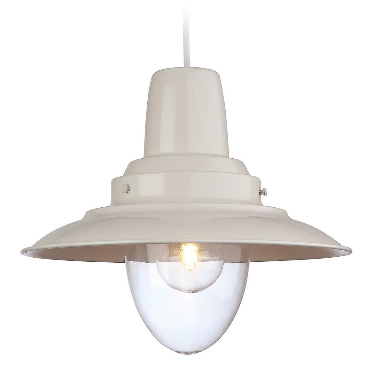 Firstlight Lighting Fisherman 1 Light Dome Ceiling Pendant Cream, Clear Glass, E27