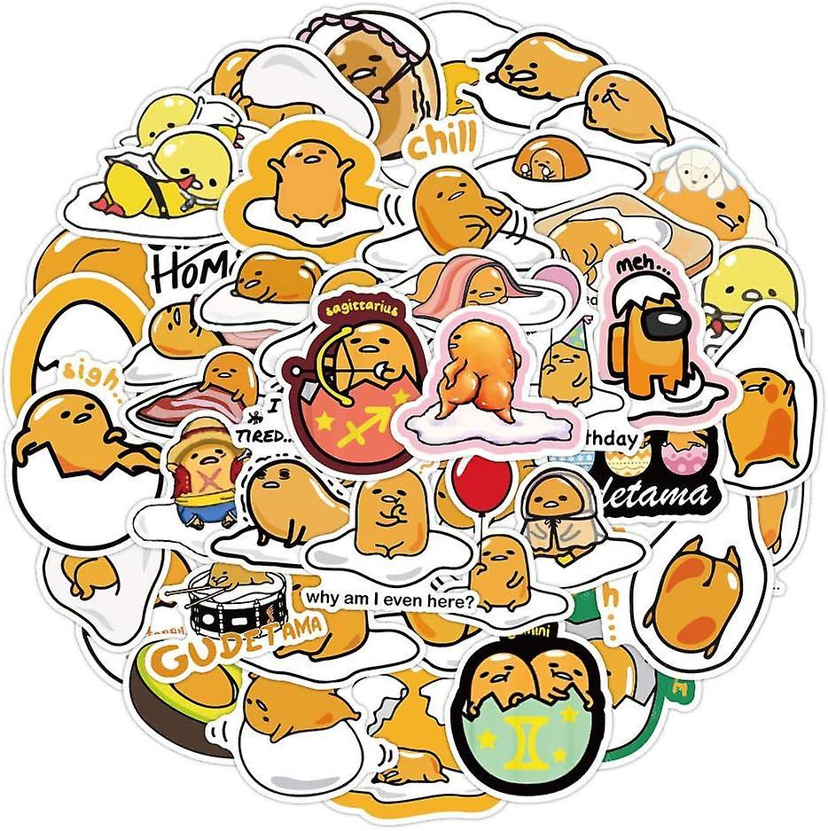 Baicccf 60pcs Japanese Cartoon Lazy Egg Stickers,cute Gudetama Stickers,waterproof Vinyl Stickers For Laptop Phone Kids Teens Gift Stickers