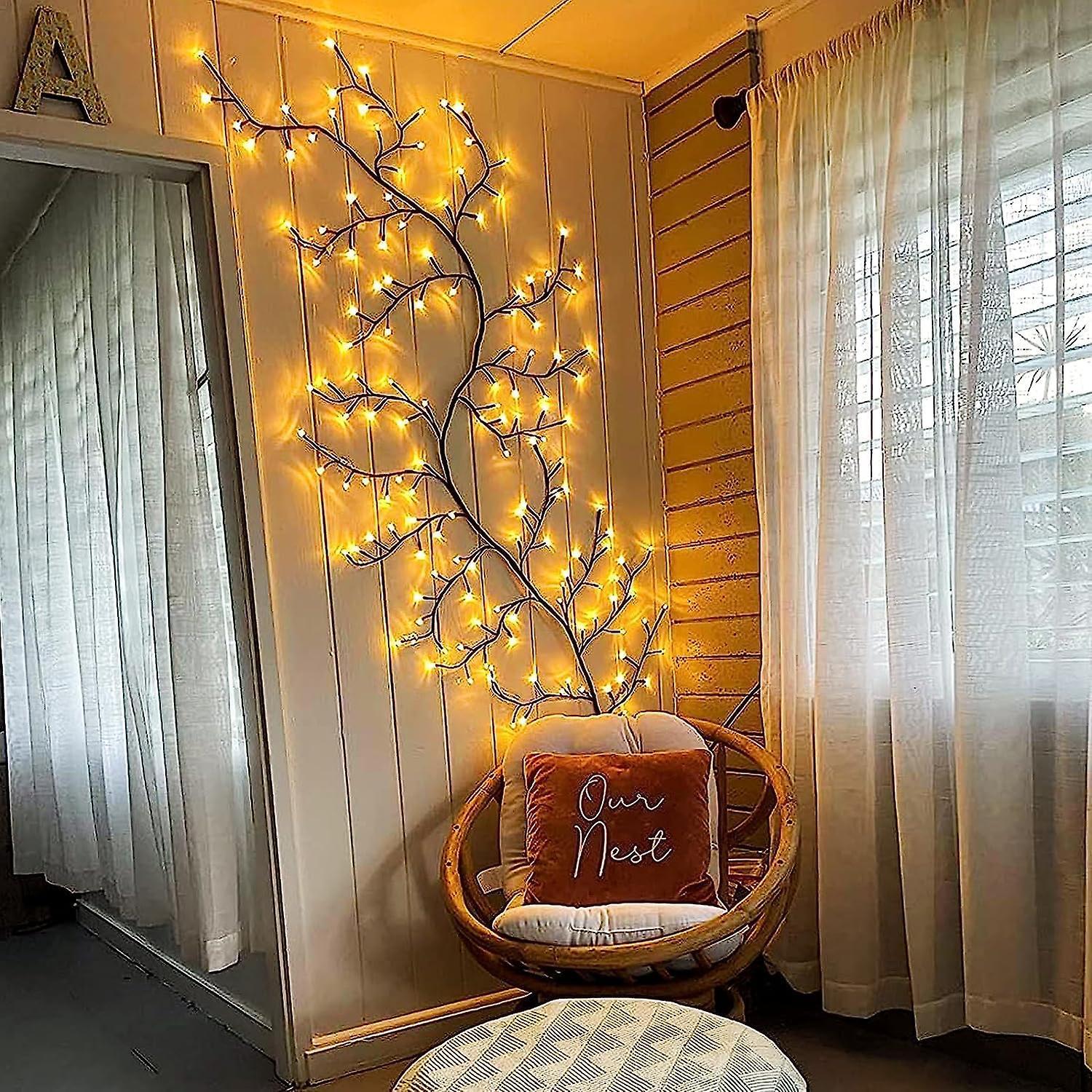 Szczw LED Tree Lights, Indoor Wall Decoration Tree Vine Lights 144 LEDs Christmas Decoration Bedroom Home (Warm White, Plug in)